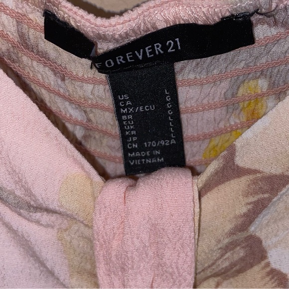 Cream Forever 21 floral skirt baby doll puffer sleeve mini dress short sleeve - Picture 8 of 12